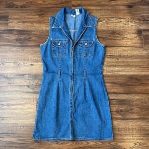 Gap Vintage Denim Dress Women 6 Utility 90s Minimalist Y2K 100% Cotton Summer